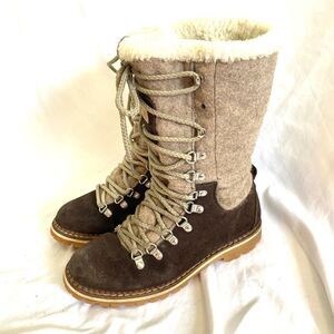 Montelliana knit suede winter boots tall wool insulated warm vibram size 39 US 9